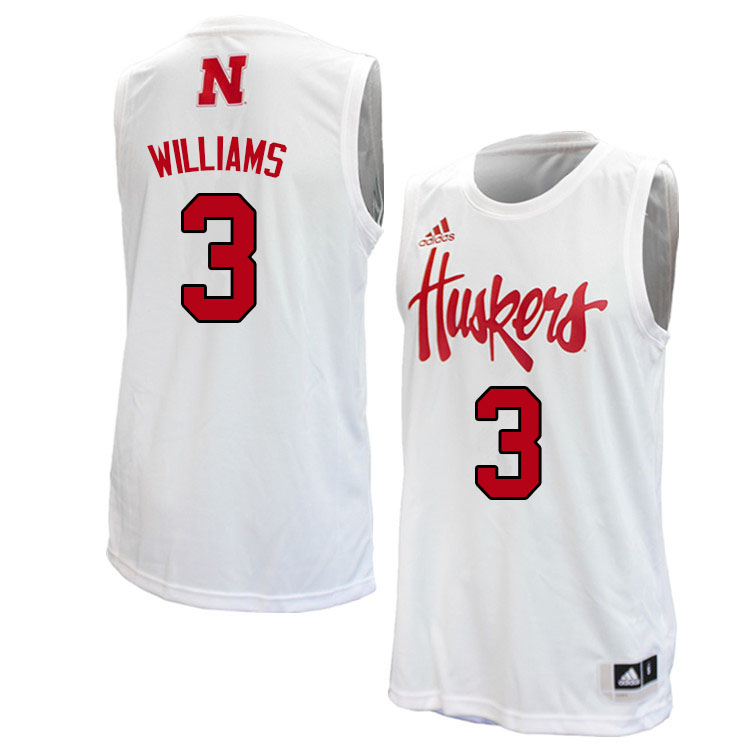 Men #3 Brice Williams Nebraska Cornhuskers College Basketball Jerseys Stitched Sale-White
